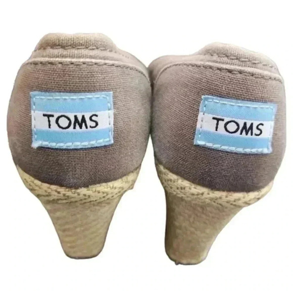 Toms Calypso Wedge Espadrille Sandal Peep Toe Taupe Grey Women's size  6 - Picture 8 of 13